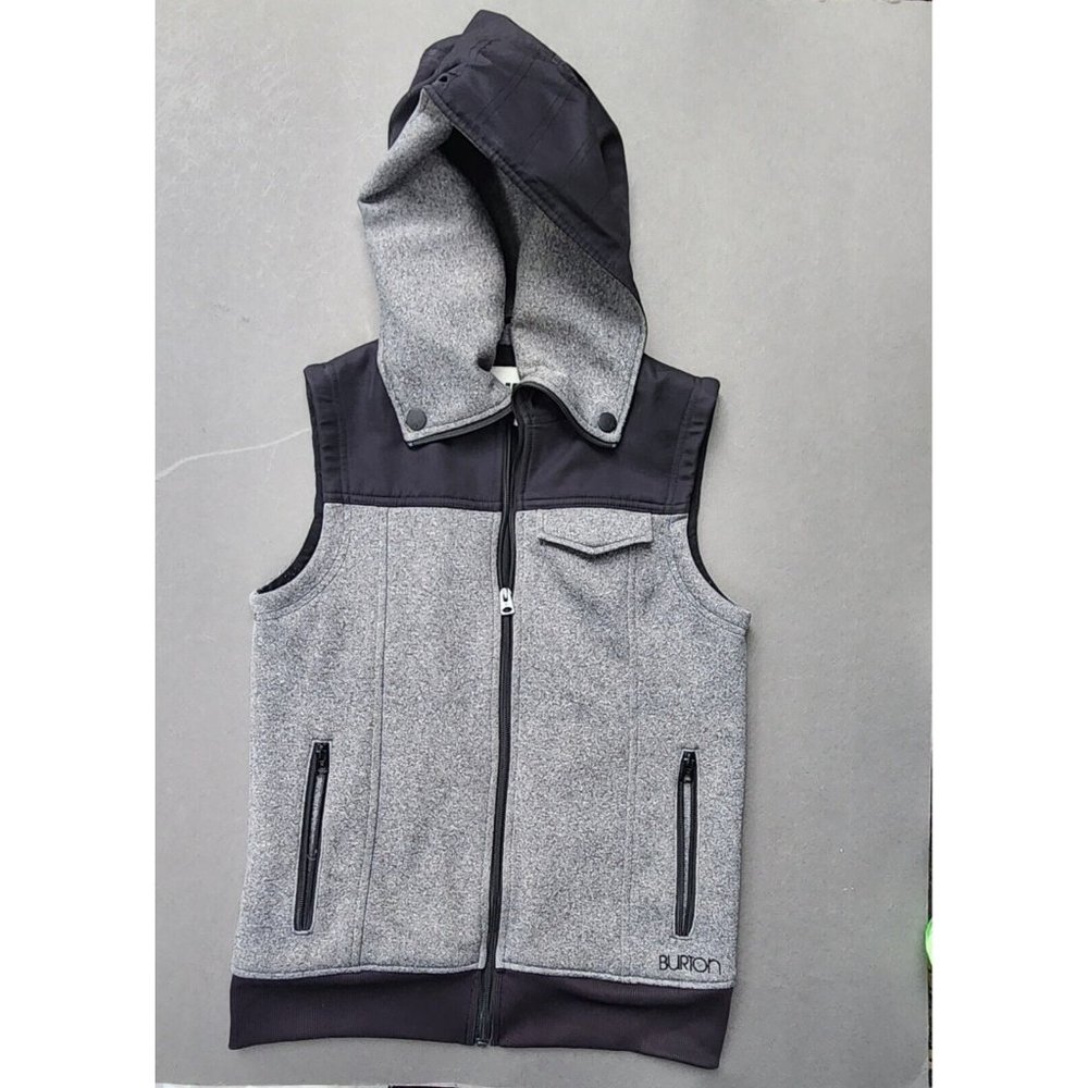 Burton Womens  Medium Starr Vest Hooded Gray Black Ski Dry-Ride